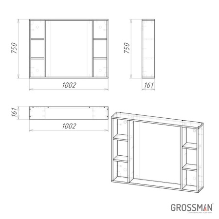 Зеркало Grossman ФЛАЙ-100 см дуб сонома