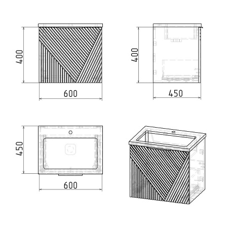 Тумба подвесная "БЛИСС-60 см" с 1 ящ. белая матовая (ум. Блисс-60 см.)
