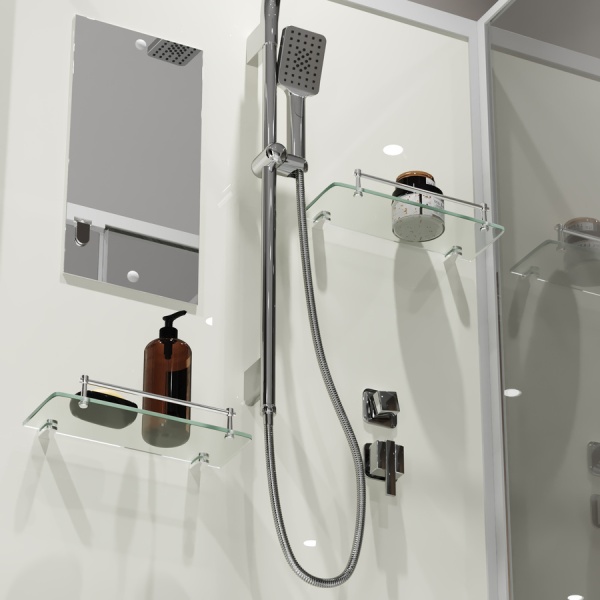 Душевая кабина Niagara Standart ST100/15Q/BK (100х100х200) квадрат,поддон 15см,распашная,проф.белый,без крыши,3 места