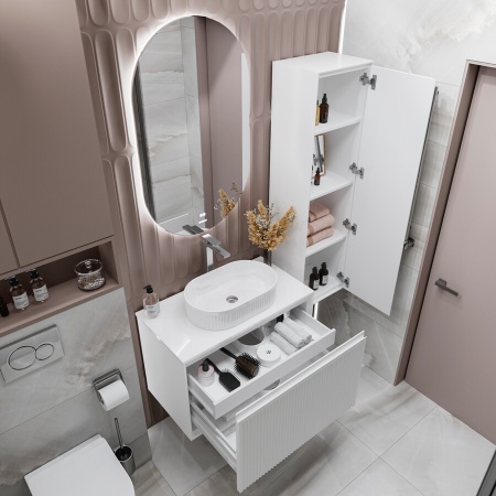 Тумба подвесная "КРИСТАЛЛ-80 см" с 1 ящ. белая глянец