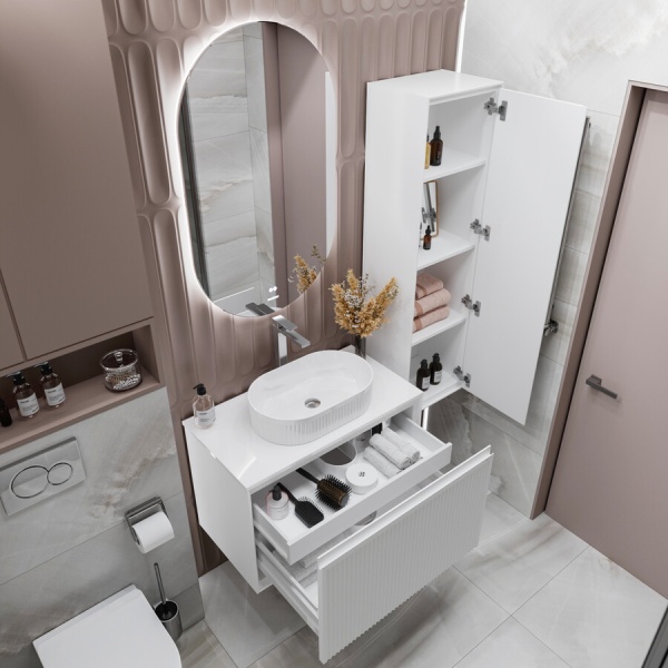 Пенал подвесной "КРИСТАЛЛ-35 см" универсальный белый глянец