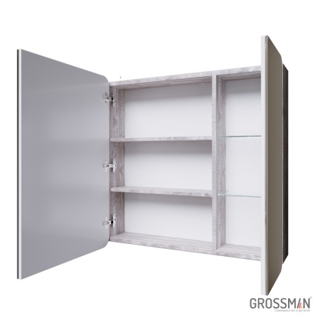 Шкаф-зеркало Grossman ТАЛИС-70 см бетон пайн