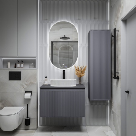 Столешница "КРИСТАЛЛ-80 см" графит глянц. (искусственный камень)