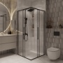 Душевое ограждение Niagara Nova NG-6822-34ВLACK (80х80х195) квадрат,черный матовый,двери раздвижные,стекло прозрачное,1 место