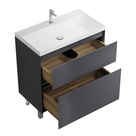 Тумба напольная "МЕРКАДО-80 см" с 2-я ящ. графит матовая (ум. Classica-80)