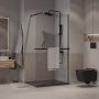 Душевая перегородка Niagara Nova NG-670-12ВLACK (120х195) черный матовый,стекло прозрачное,с полкой,1 место