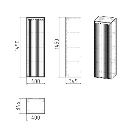 Пенал подвесной "КРИСТАЛЛ-35 см" универсальный беж. матовый