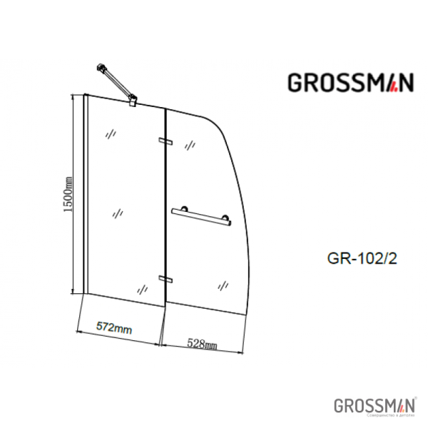 Шторка для ванны Grossman GR-102/2