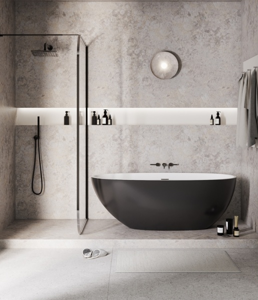 Ванна отдельностоящая Grossman Fly GR-1104MB (170х75х58) цвет черный/белый матовый,1 место