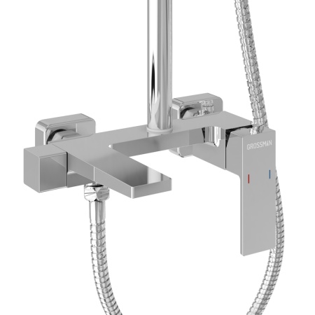 Душевая стойка Grossman Style 500.K35.05.100 с верхним душем,ручной лейкой и смесителем,хром глянцевый,1 место