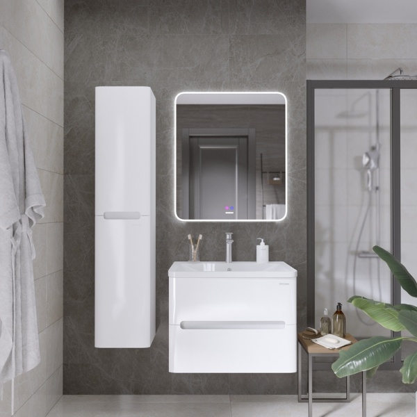 Тумба подвесная "АДЕЛЬ-НОРМА-70 см" с 2-я ящ. белый глянец (ум. Aдель-70)