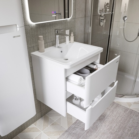 Тумба подвесная "АДЕЛЬ-НОРМА-60 см" с 2-я ящ. белый глянец (ум. Aдель-60)