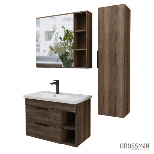 Тумба подвесная Grossman ФОРТА-80 см темный дуб галифакс