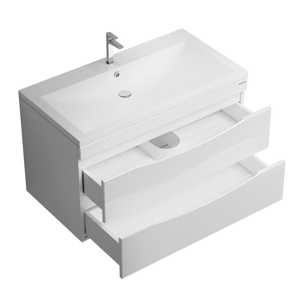 Тумба подвесная "ВИСТА-90 см" с 2-я ящ. белый глянец (ум. Alice-90)