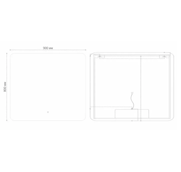 Зеркало Grossman Elegans-промо 90 х 80 см, LED подсветка, сенсорный выключатель, 1790801