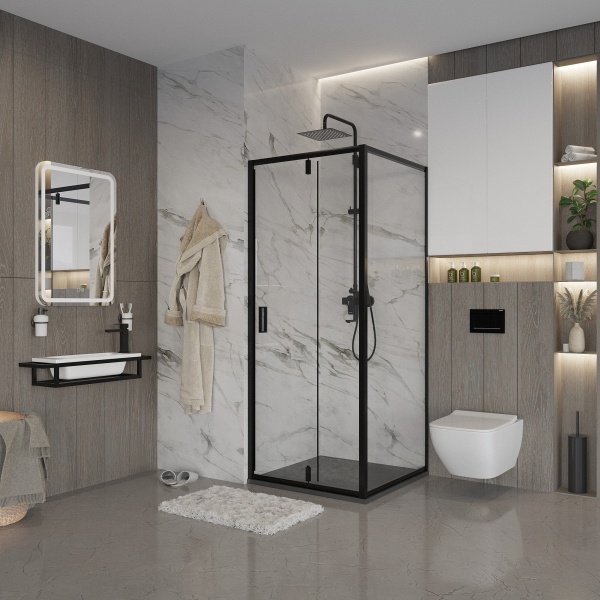 Душевое ограждение Niagara Nova NG-83-8AB-A80B 80x80x195 квадрат, дверь распашная