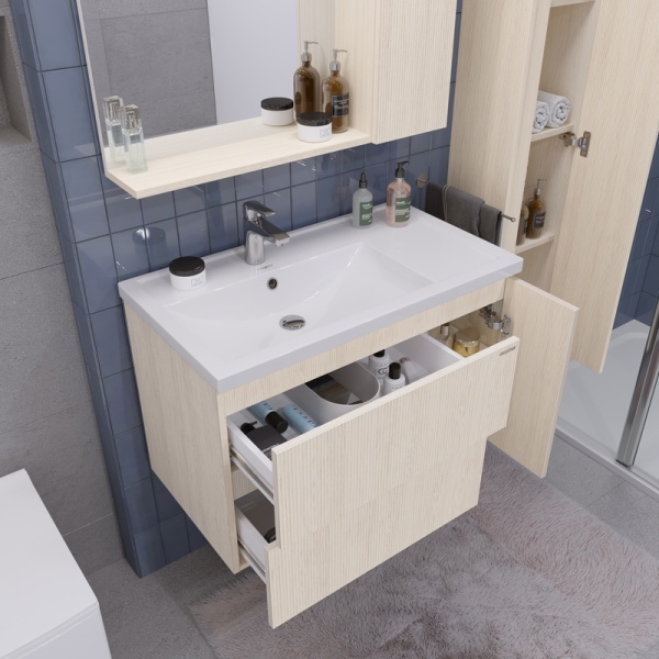 Тумба подвесная "ЮНИТ-80 см" с 2-я ящ. кадена лайт (ум. Фостер-80 Пр.)