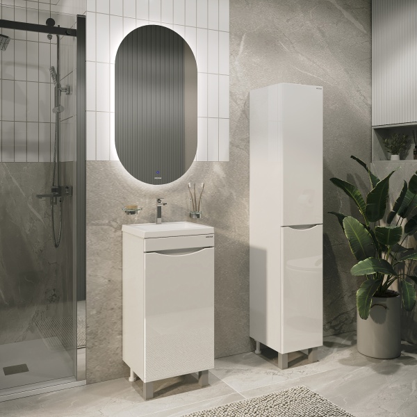 Тумба напольная "ВИСТА-40 см" с 1-ой двер.,правая, белый глянец (ум. Alice-40)