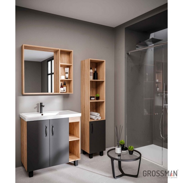 Тумба напольная Grossman ФЛАЙ-80 см дуб сонома/серая