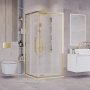 Душевое ограждение Grossman Cosmo 300.K33.02.1010.32.00 (100х100х195) квадрат,раздвижная,золото сатин,стекло прозрачное, 1 место