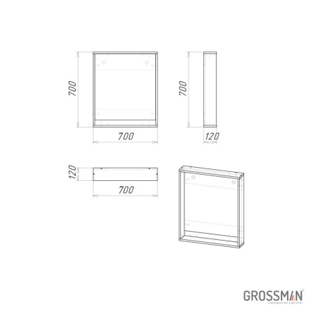 Зеркало Grossman СМАРТ-70 см графит с полкой