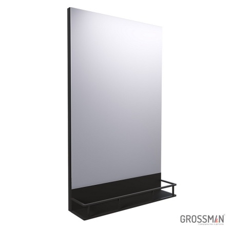 Зеркало Grossman МЕТРИС-50 см в раме с полочкой черное
