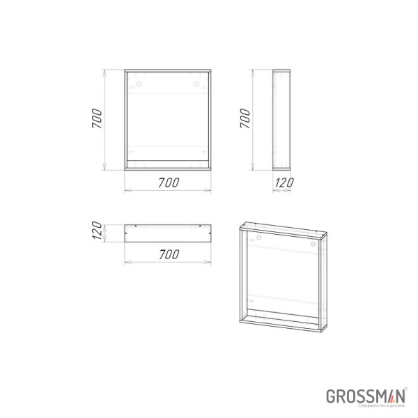 Зеркало Grossman СМАРТ-70 см графит с полкой