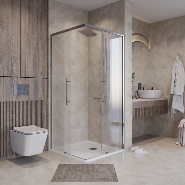 Душевое ограждение Niagara Nova NG-6630-34 (100х100х195) квадрат,хром,двери раздвижные,стекло прозрачное,1 место