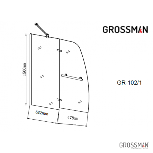 Шторка для ванны Grossman GR-102/1