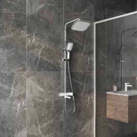 Душевая стойка Grossman Alba 500.K35.06.100/000 с верхним душем,ручной лейкой и смесителем,хром с белым,1 место