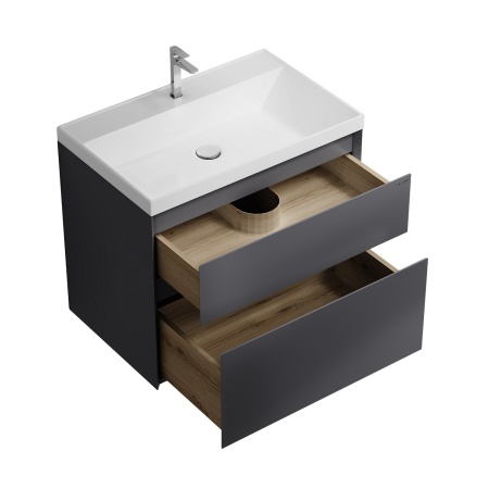 Тумба подвесная "МЕРКАДО-70 см" с 2-я ящ. графит матовая (ум. Classica-70)