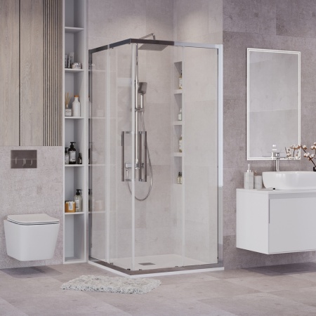 Душевое ограждение Grossman Cosmo 300.K33.02.9090.10.00 (90х90х195) квадрат,раздвижная,хром,стекло прозрачное, 1 место
