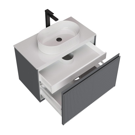 Тумба подвесная "КРИСТАЛЛ-80 см" с 1 ящ. графит матовая