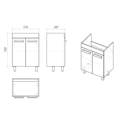 Тумба напольная "НЕО-60 см" в краске, белая (ум.Фостер-60)