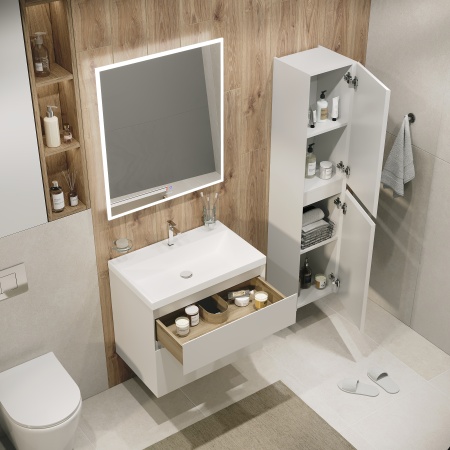 Тумба подвесная "МЕРКАДО-80 см" с 2-я ящ. белая матовая (ум. Classica-80)