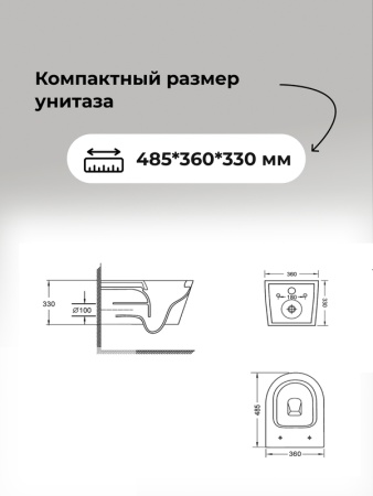Комплект 3 в 1: Grossman инсталляция 900.K31.01.000+клавиша 700.K31.02.100.100 хром глянцевый+унитаз GR-4477BMSQ, 3 места