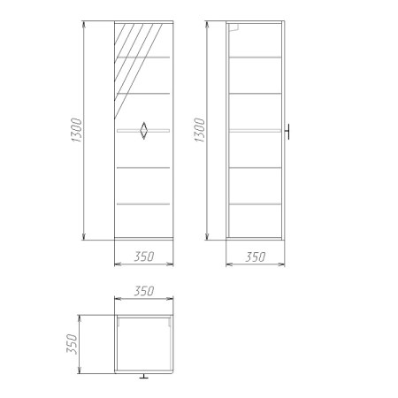 Пенал подвесной "ВИВА-35 см" универсальный, белый глянец