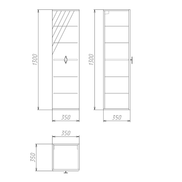 Пенал подвесной "ВИВА-35 см" универсальный, белый глянец