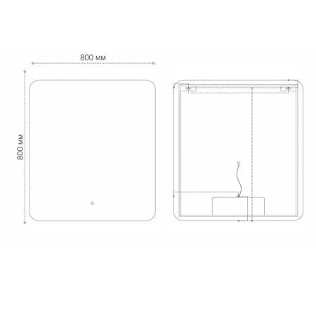 Зеркало Grossman Elegans-промо 80 х 80 см, LED подсветка, сенсорный выключатель, 1780801