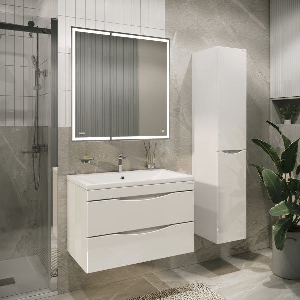 Тумба подвесная "ВИСТА-80 см" с 2-я ящ. белый глянец (ум. Alice-80)