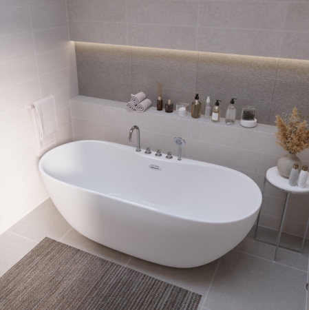 Ванна пристенная Grossman Classic GR-12502-1 (170х75х58) со смесителем на борту,1 место