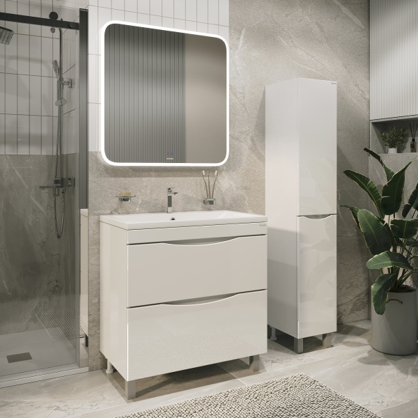 Тумба напольная "ВИСТА-80 см" с 2-я ящ. белый глянец (ум. Alice-80)