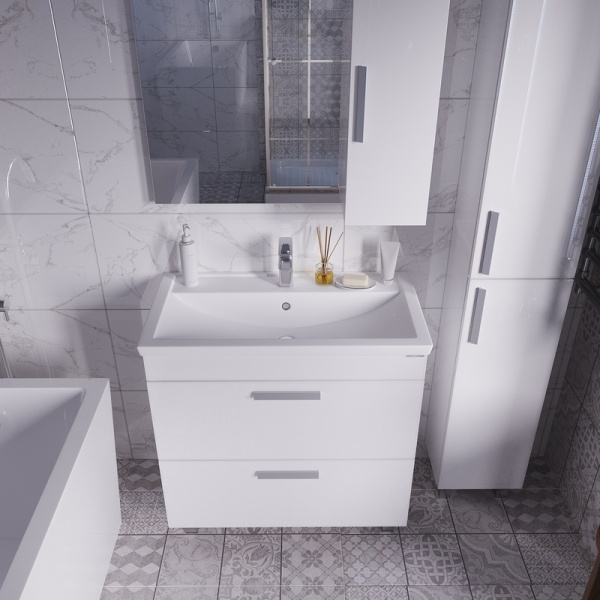 Тумба напольная "НЕО-80 см" с 2-я ящ. белая (ум.Фостер-80)