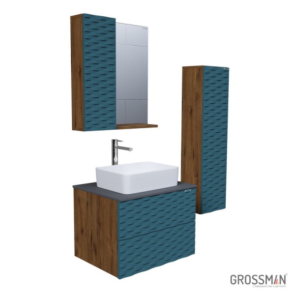 Тумба подвесная Grossman АЛЬБА-65 см с 2-я ящиками веллингтон/бриз