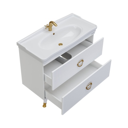 Тумба напольная "АТРИО-105 см" с 2-я ящ. белый глянец (ум.МОДЕРН-105)