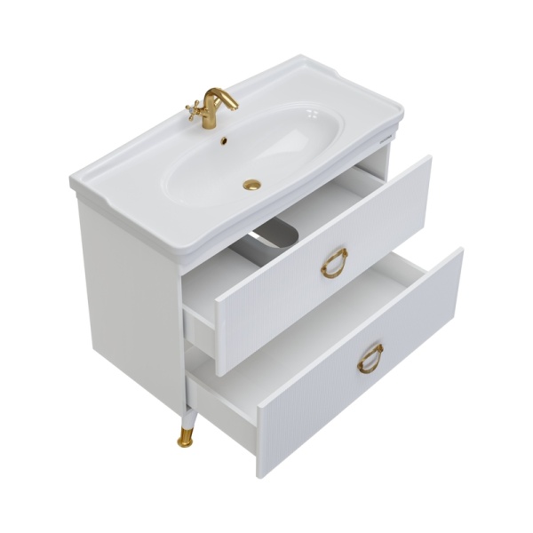 Тумба напольная "АТРИО-105 см" с 2-я ящ. белый глянец (ум.МОДЕРН-105)