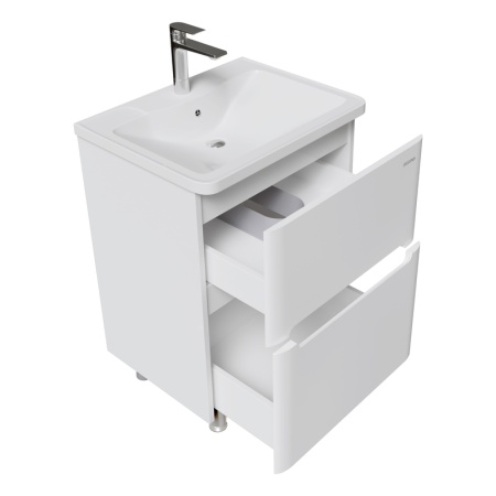 Тумба напольная "АДЕЛЬ-НОРМА-60 см" с 2-я ящ. белый глянец (ум. Aдель-60)