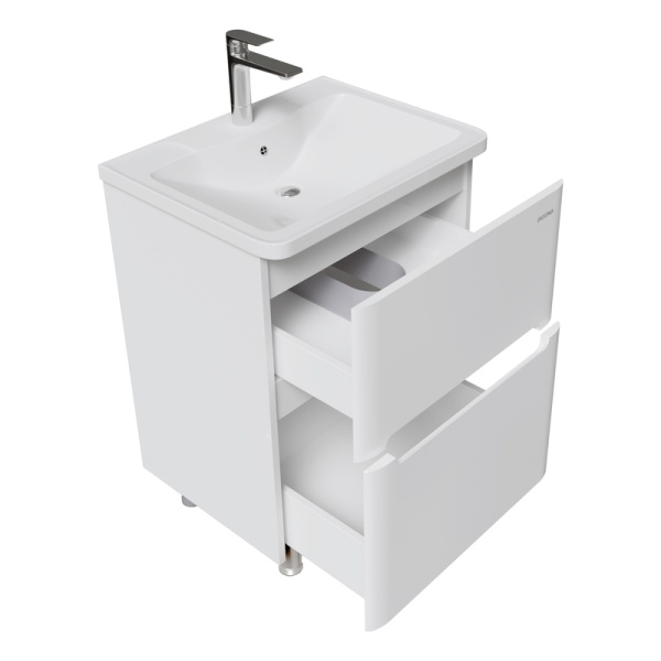 Тумба напольная "АДЕЛЬ-НОРМА-60 см" с 2-я ящ. белый глянец (ум. Aдель-60)