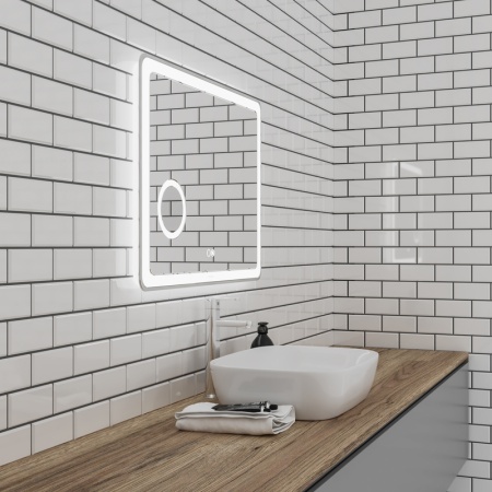 Зеркало LEO (1000*800*45) LED с сенсорным выкл., подогревом и увеличительным стеклом