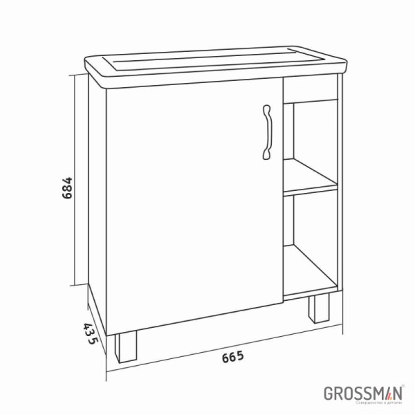 Тумба напольная Grossman ФЛАЙ-70 см дуб сонома/белая